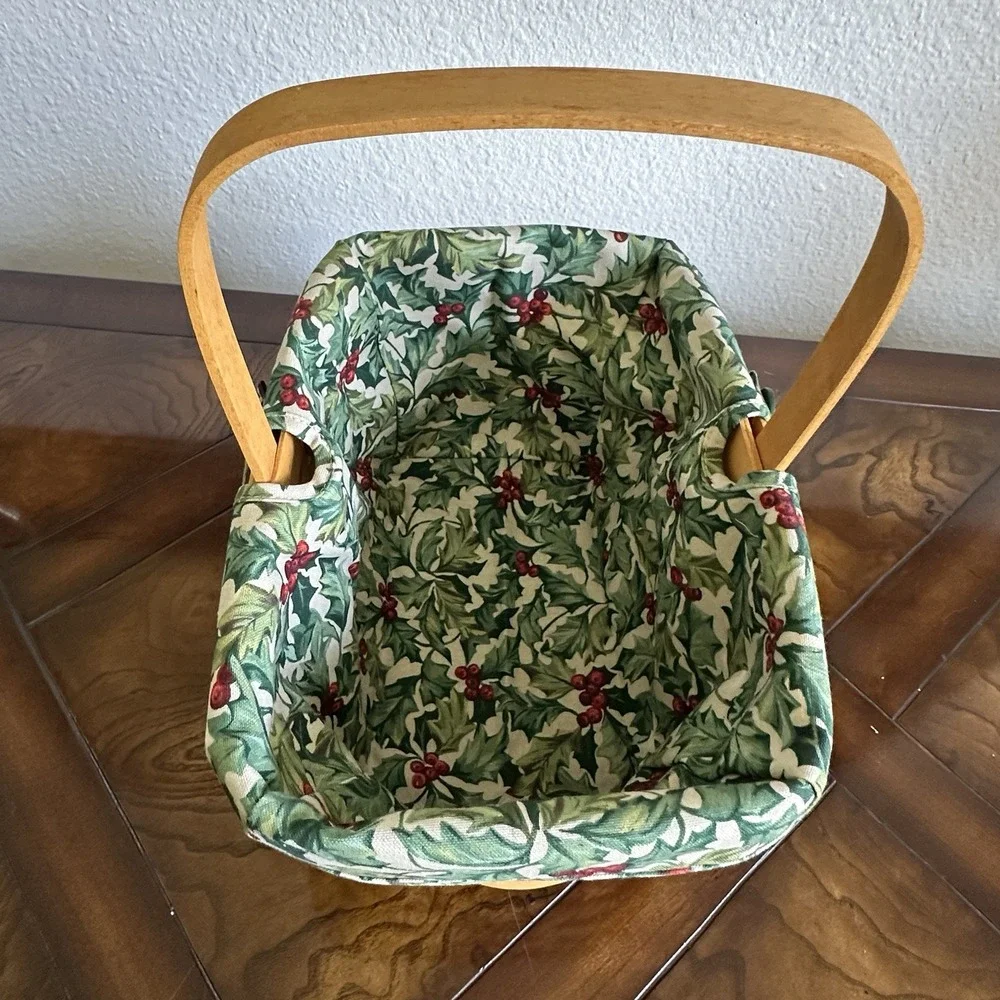 Longaberger 2002 Spring Basket 10.5 Inch Handle American Holly Tree‎ Liner New